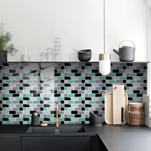 Adesivi per piastrelle a mosaico in PVC con pellicola di cristallo per cucina, impermeabili.