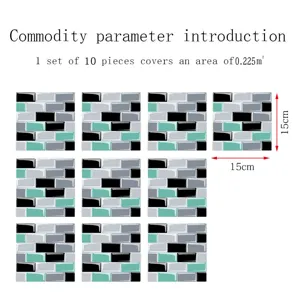 10pz adesivi per piastrelle in mosaico PVC impermeabile decorazione murale 15x15cm