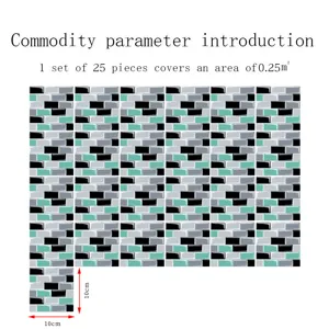 Adesivi per piastrelle a mosaico in PVC impermeabile adesivo da parete 25pz 10x10cm