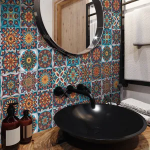 Adesivi per piastrelle mandala impermeabili decorazione murale per cucina bagno 24pz