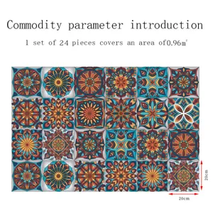 Adesivi per piastrelle mandala set 24 pezzi 20x20cm pellicola lucida decorazione parete
