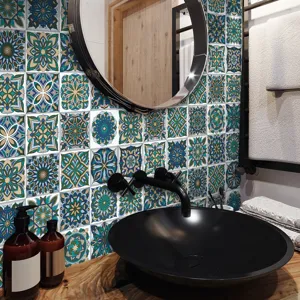 Adesivi per piastrelle mandala bagno decorazione murale, decalcomanie lucide impermeabili.