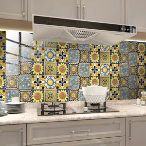 Retro tile stickers self-adhesive waterproof wallpaper for kitchen backsplash decor