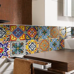 Retro self-adhesive tile stickers waterproof wall decor for kitchen and bathroom home