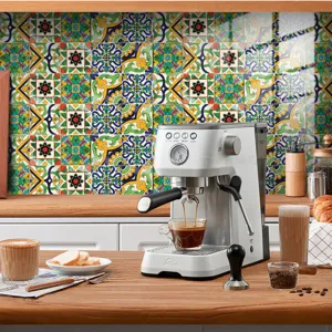 Retro tile sticker self-adhesive waterproof wallpaper for kitchen wall decor, vibrant pattern.