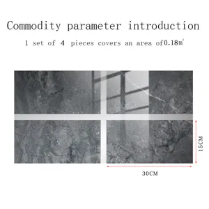 Marble tile stickers waterproof peel and stick wall decals for home decor 4pcs set