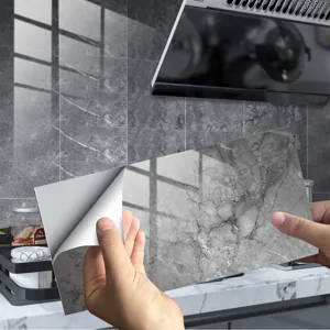 Thickened marble tile sticker peel and stick waterproof kitchen backsplash wall decor wallpaper