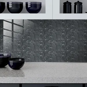 Dark marble texture tile sticker, thickened crystal film waterproof wallpaper for kitchen wall decor.
