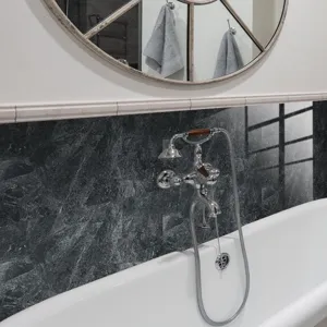 Marble pattern waterproof wall sticker for bathroom renovation, crystal film thickened wallpaper.