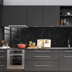 Black marble pattern wall sticker tile wallpaper waterproof kitchen renovation backsplash