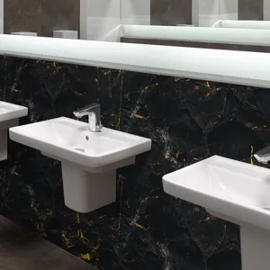 Black gold marble wallpaper tile sticker crystal film waterproof bathroom wall decor sticker