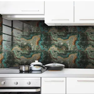 Detailed view of waterproof marble pattern tile sticker for kitchen wall decor renovation.