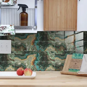 Waterproof Marble Pattern Tile Sticker Crystal Film Kitchen Wall Renovation Wallpaper Decor
