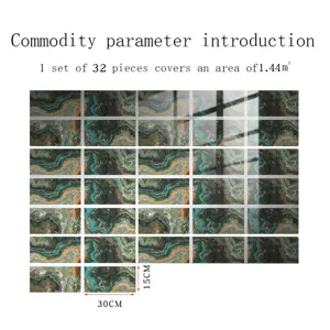 Marble texture tile stickers thickened crystal film waterproof wall sticker 32pcs set 1.44sqm