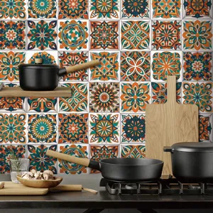 Autoadesivi per piastrelle mandala impermeabili decorazione murale cucina 24 pz!