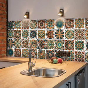 Adesivi per piastrelle mandala per cucina, decorazione murale impermeabile e adesiva.