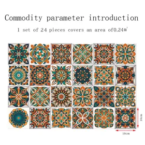 Adesivi per piastrelle mandala set 24 pezzi, adesivi murali decorativi 10x10cm per la casa.