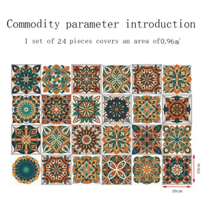 Adesivi per piastrelle mandala 24 pz 20x20cm impermeabili adesivi da parete per cucina e bagno.