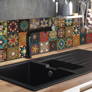 Adesivi per Piastrelle Mandala Impermeabili Autoadesivi per Cucina Parete 24pz