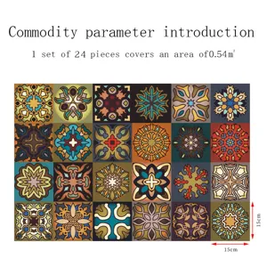 Adesivi per piastrelle mandala 24 pz 15x15 cm impermeabili decorazione murale cucina