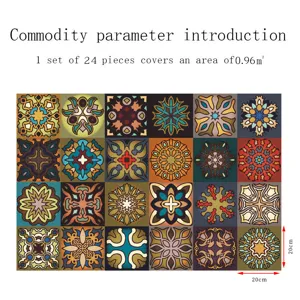 Adesivi per piastrelle mandala wall stickers impermeabili 24 pezzi 20x20cm decoro