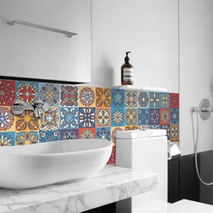 Adesivi per piastrelle mandala impermeabili decorazione murale 24pz per interni bagno casa
