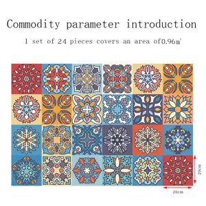 Adesivi per piastrelle mandala 24 pezzi 20x20cm adesivi murali impermeabili decorativi