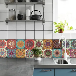 Adesivi per piastrelle impermeabili motivo mandala decorazione cucina, lucidi, 24 pz.
