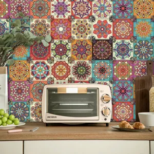Adesivi per piastrelle mandala per decorazione parete cucina e bagno, impermeabili.
