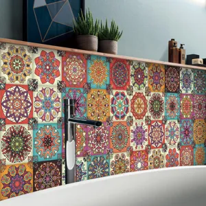 Adesivi per piastrelle mandala colorati impermeabili adesivi murali cucina bagno