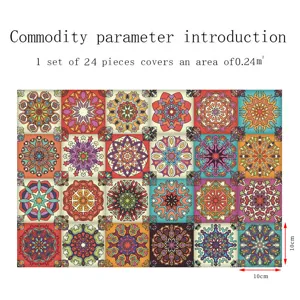 Adesivi per piastrelle mandala impermeabile decorazione murale adesiva 24 pezzi 10x10cm