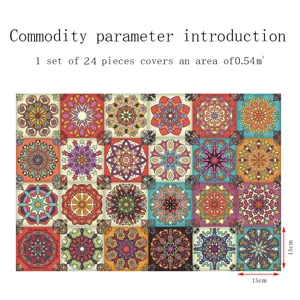 Adesivi per piastrelle mandala set 24 pezzi impermeabili decorazione murale 15x15 cm