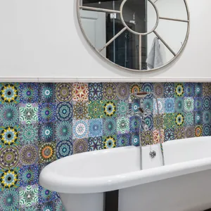 Adesivi per piastrelle mandala impermeabili adesivi murali per decorazione bagno vista dettaglio