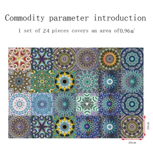 Adesivi per piastrelle mandala set da 24 pezzi, decorazione murale con pellicola lucida.