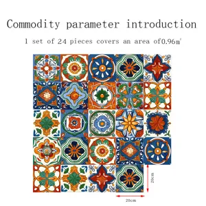 Colorful retro mosaic tile stickers self-adhesive wall decor for kitchen and living room