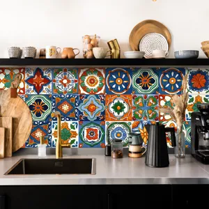 Colorful retro mosaic tile sticker self-adhesive wall art for kitchen backsplash decor