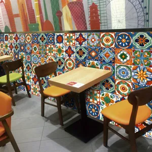 Colorful retro Moroccan tile stickers for kitchen and living room self-adhesive wall decor