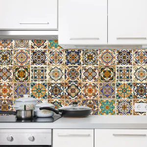 Moroccan style peel and stick waterproof tile sticker for kitchen backsplash decoration