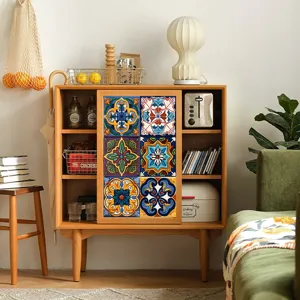 Marokkanische Fliesenaufkleber fur Wand und Mobel, vintage geometrische selbstklebende dekorative Folie.