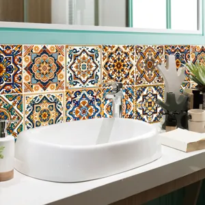 Moroccan style tile stickers self-adhesive waterproof wall decals for home decor detail view