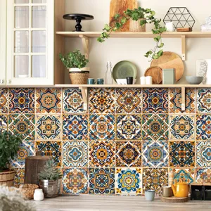 Moroccan style tile stickers for kitchen backsplash wall self-adhesive decorative wallpaper