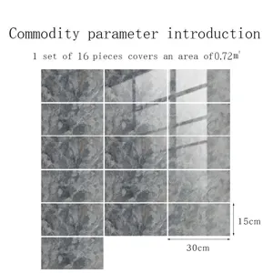 Autocollant effet marbre stickers carrelage 16 pieces 15x30cm pour decoration murale.