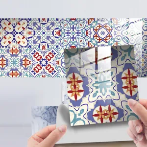 Moroccan vintage tile stickers self adhesive waterproof wall paper for kitchen home decor