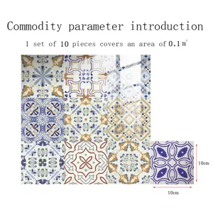 Moroccan vintage tile stickers self-adhesive waterproof wall decor 10pcs set 10x10cm