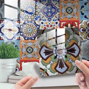 Moroccan vintage self-adhesive tile sticker waterproof kitchen wall decor wallpaper