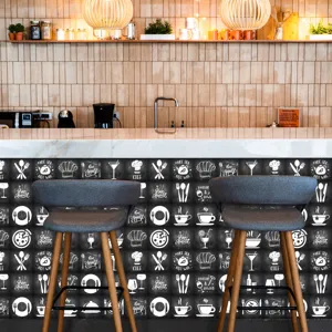 Chalkboard kitchen tile sticker self-adhesive waterproof wallpaper for dining room decor