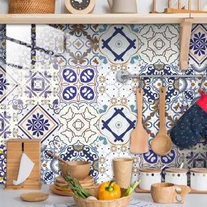 Moroccan tile stickers waterproof self-adhesive wall paper for kitchen backsplash home decor.