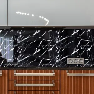 Adhesivo de baldosa de marmol negro impermeable papel pintado cocina pegatinas