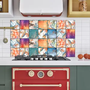 Pegatinas de azulejos retro para salpicaderos de cocina adhesivos de pared 10pcs
