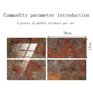 Marble tile stickers 4pcs set crystal texture decorative wall stickers 30x15cm detail view